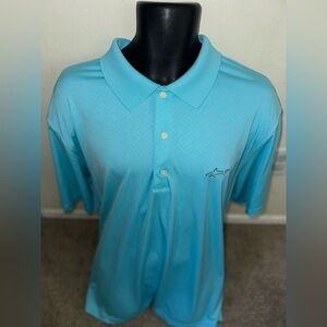 Mens used pre own Greg Norman collection size 2XL XXL teal blue golf polo shirt